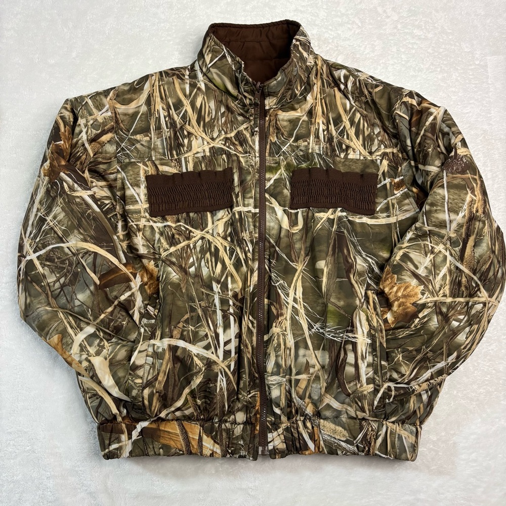 Y2K Mens Redhead Mossy Oak Camo Reversible Full Zip Jacket Size XL Hunting